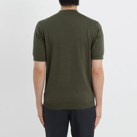 Mock Neck Knit T-shirt Color: Olive