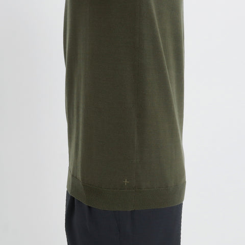 Mock Neck Knit T-shirt Color: Olive