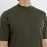 Mock Neck Knit T-shirt Color: Olive