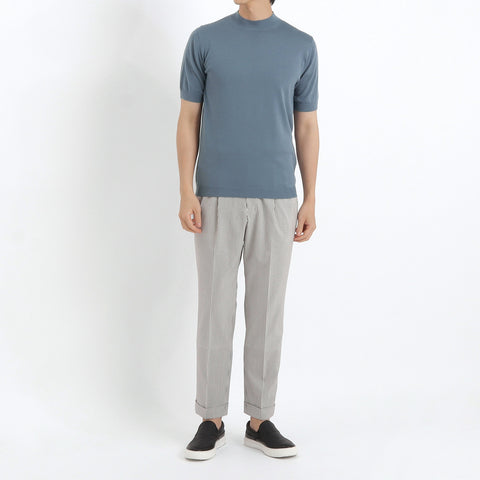 Mock Neck Knit T-shirt Color: Slate Blue