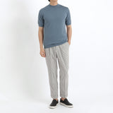 Mock Neck Knit T-shirt Color: Slate Blue