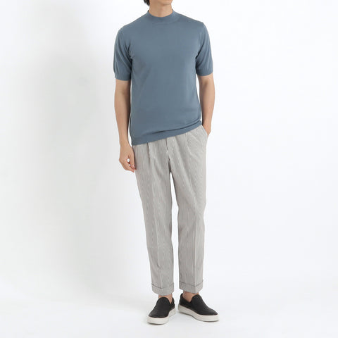 シエル+CLOTHET スビンプラチナムモックネック 3 長袖グレー1枚 men-mockneck-knit-black-