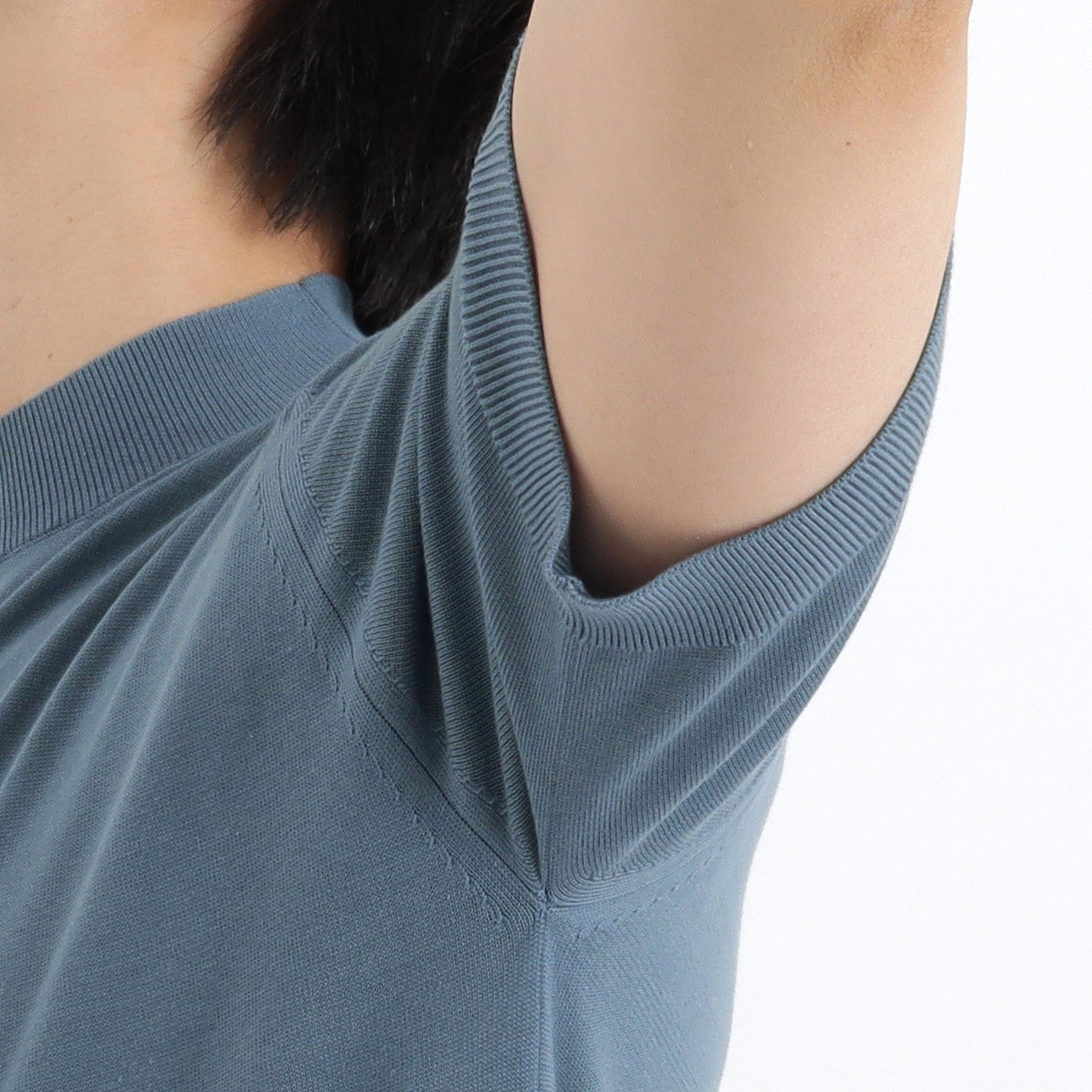 Mock Neck Knit T-shirt Color: Slate Blue