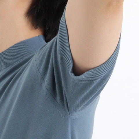 Mock Neck Knit T-shirt Color: Slate Blue