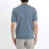Mock Neck Knit T-shirt Color: Slate Blue