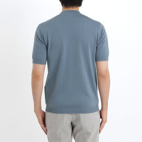 Mock Neck Knit T-shirt Color: Slate Blue