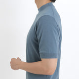 Mock Neck Knit T-shirt Color: Slate Blue