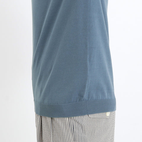 Mock Neck Knit T-shirt Color: Slate Blue