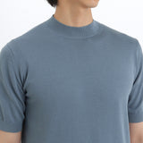 Mock Neck Knit T-shirt Color: Slate Blue