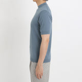 Mock Neck Knit T-shirt Color: Slate Blue