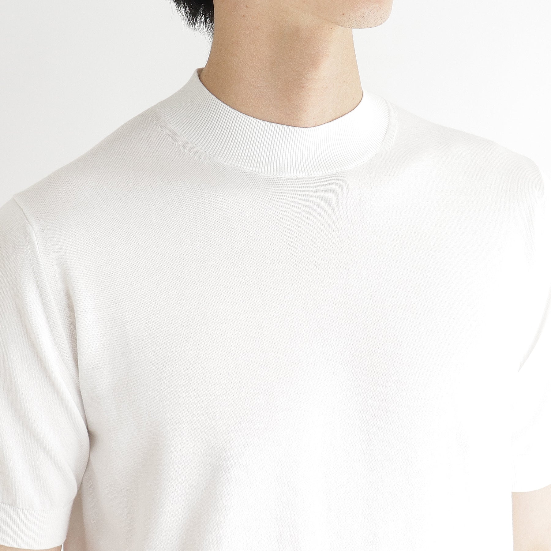 クロスクローゼットモックネック ニット Tシャツ スビンプラチナムニット スビンプラチナム モックネックニットTシャツ ブラック