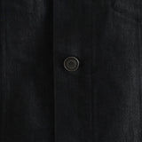 リアクティブデニム＆ソロテックス3rdtypeジャケットブラックのボタンを写したメンズ着用画像