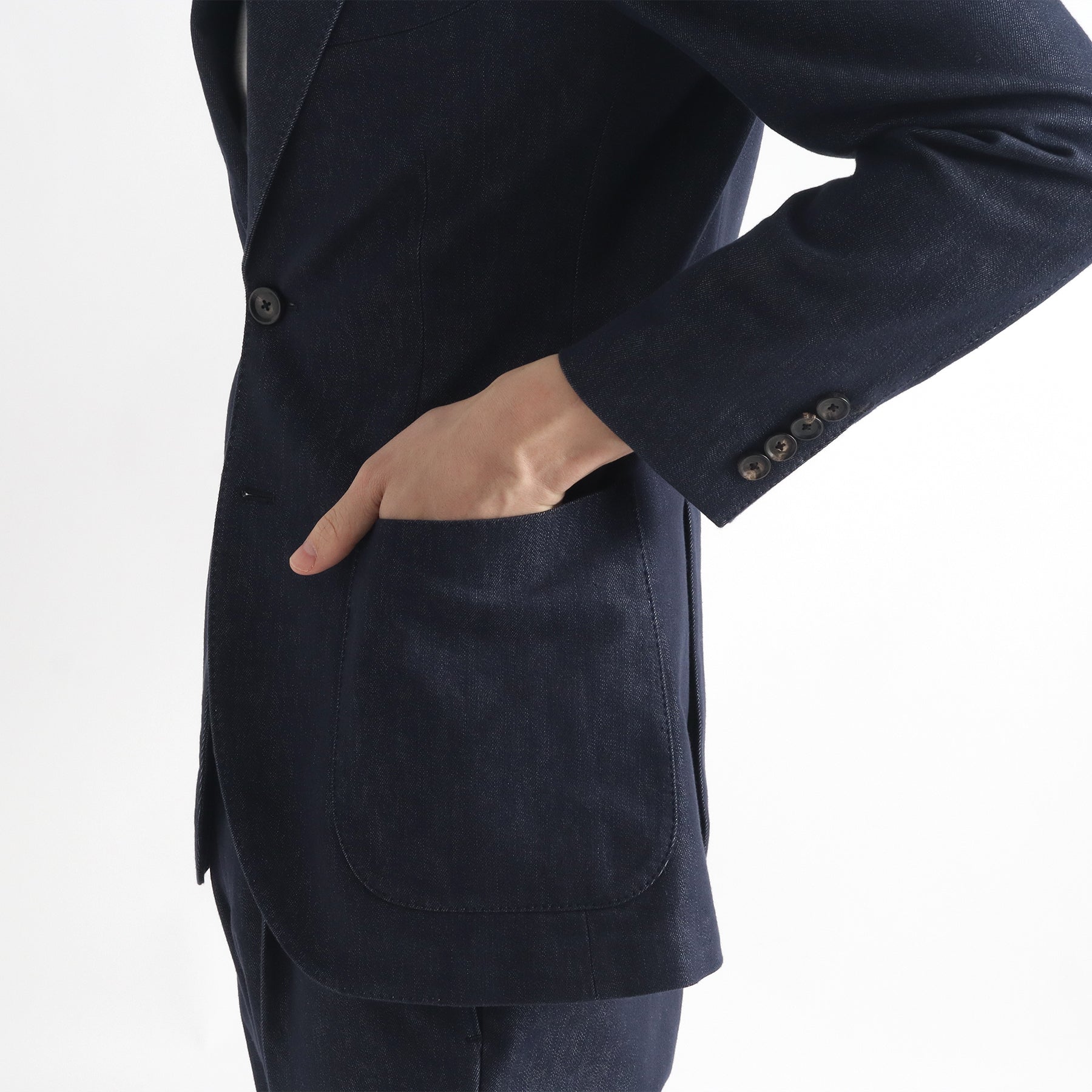 R by 45rpm インディゴ染めジャケット 45Rリネンクロスのアニーダブルジャケット（インディゴ）: WOMEN｜45R