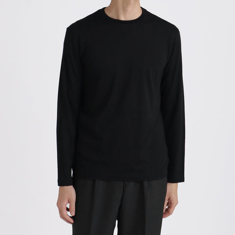 【Renewal】Wool Tailored Long Sleeve T-shirt Color: Black