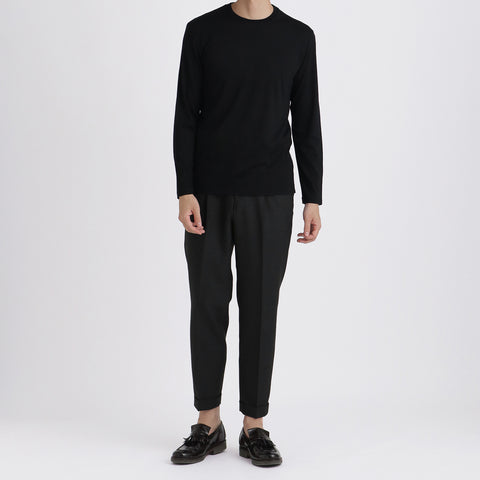 【Renewal】Wool Tailored Long Sleeve T-shirt Color: Black