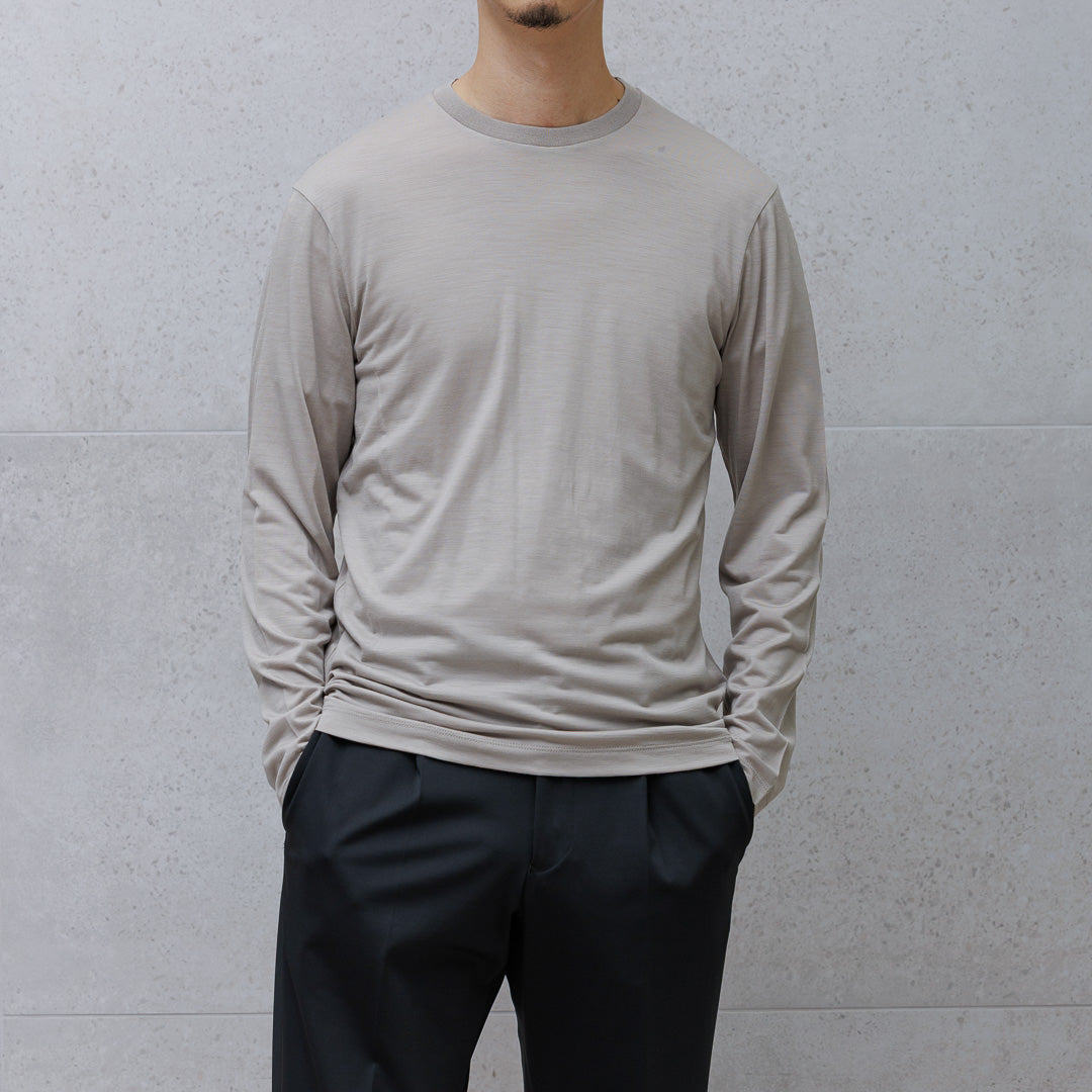 【Renewal】Wool Tailored Long Sleeve T-shirt Color: Ecru