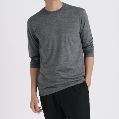 【Renewal】Wool Tailored Long Sleeve T-shirt Color: Gray