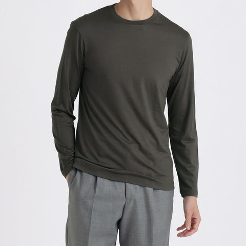 【Renewal】Wool Tailored Long Sleeve T-shirt Color: Khaki