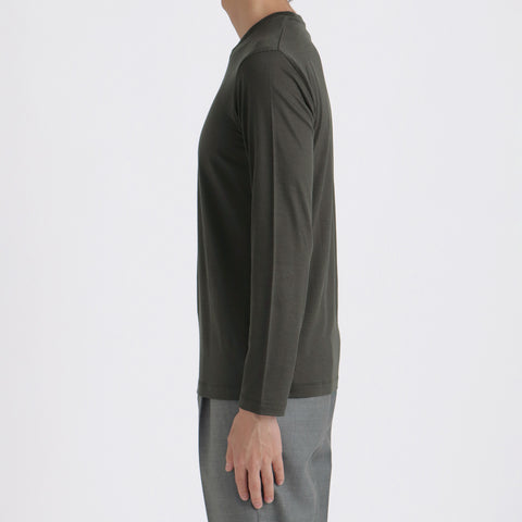 【Renewal】Wool Tailored Long Sleeve T-shirt Color: Khaki