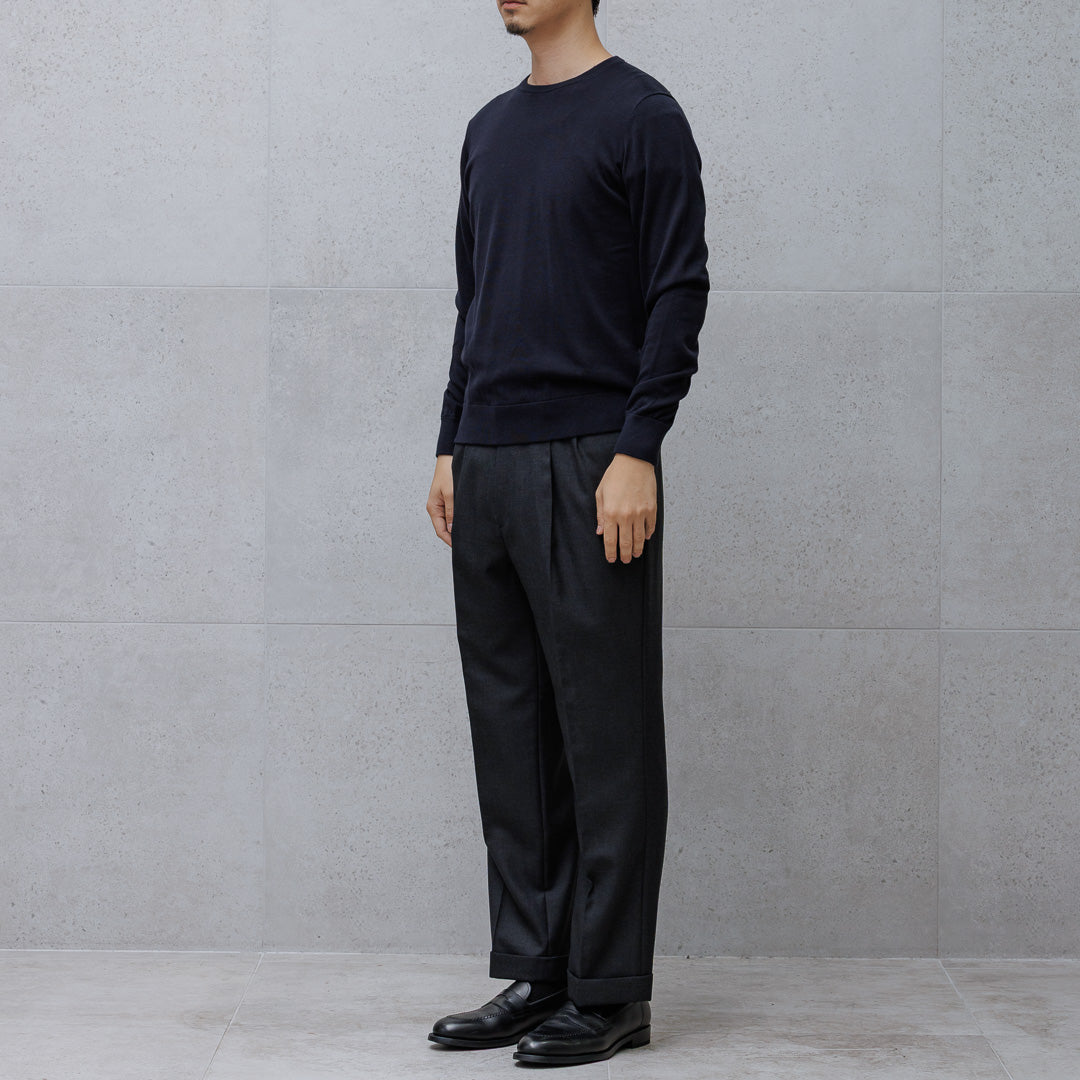【未使用】クロスクローゼットスビンプラチナム　クルーネックニット スビンプラチナム クルーネックニット ネイビー | ＋CLOTHET ONLINE