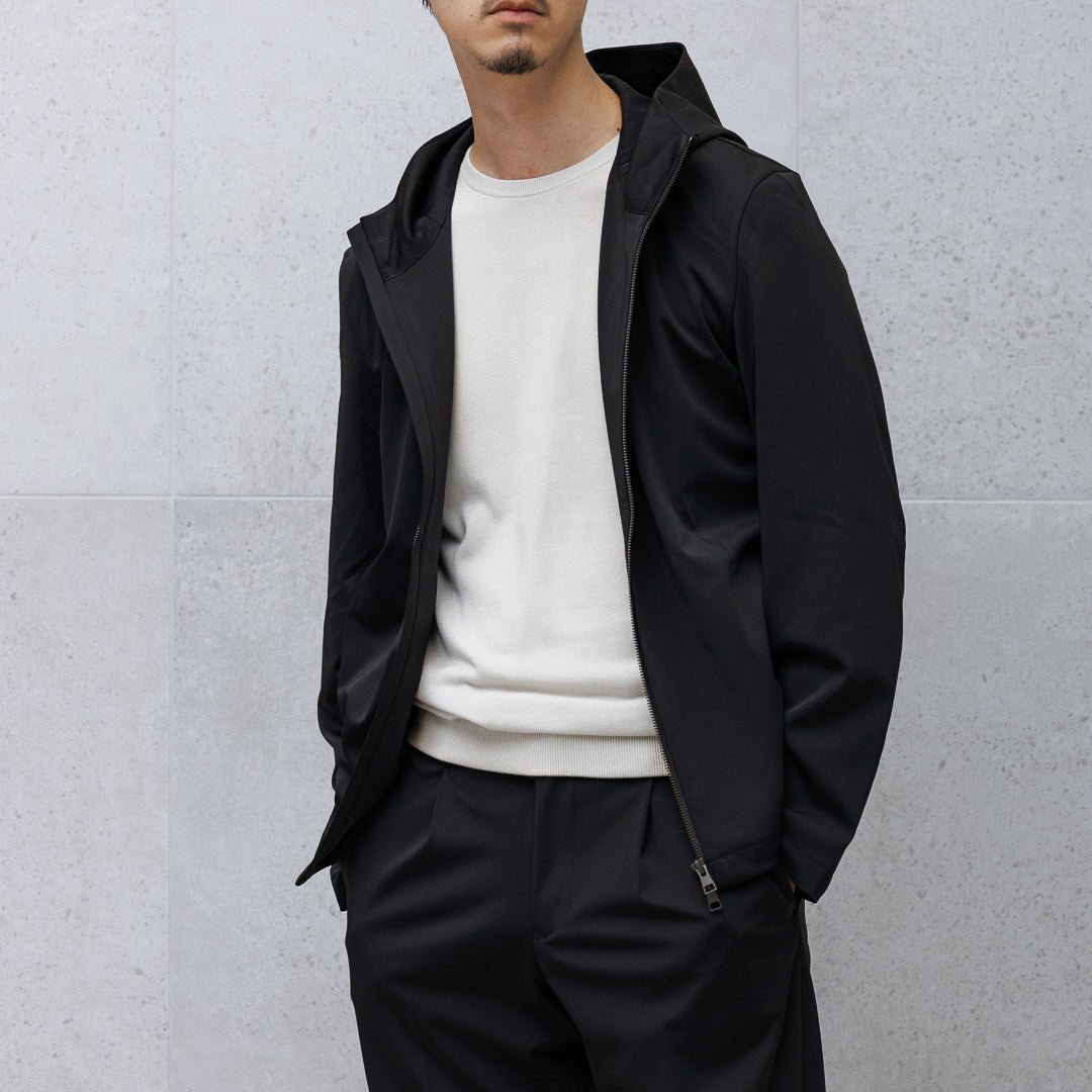 Matte Twist Tailored Zip Hoodie Color: Black