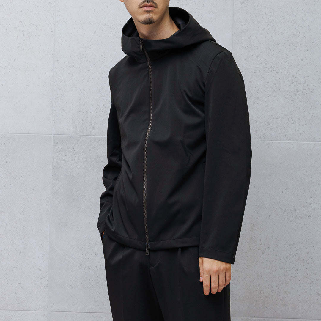 Matte Twist Tailored Zip Hoodie Color: Black