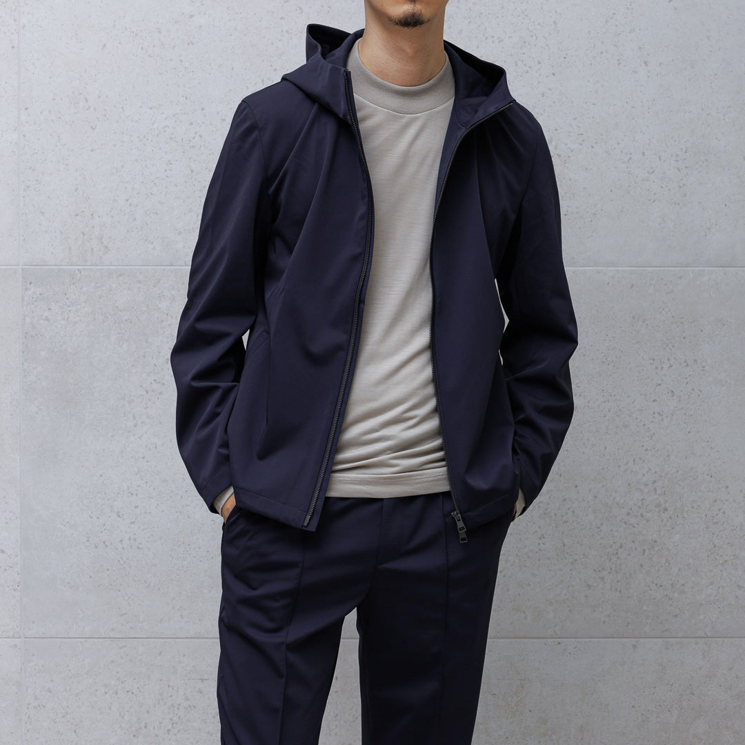 マットツイスト テーラード ジップ フーディー ネイビー | ＋CLOTHET