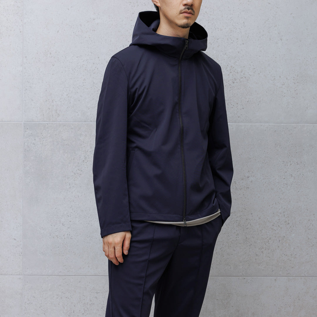 Matte Twist Tailored Zip Hoodie Color: Navy