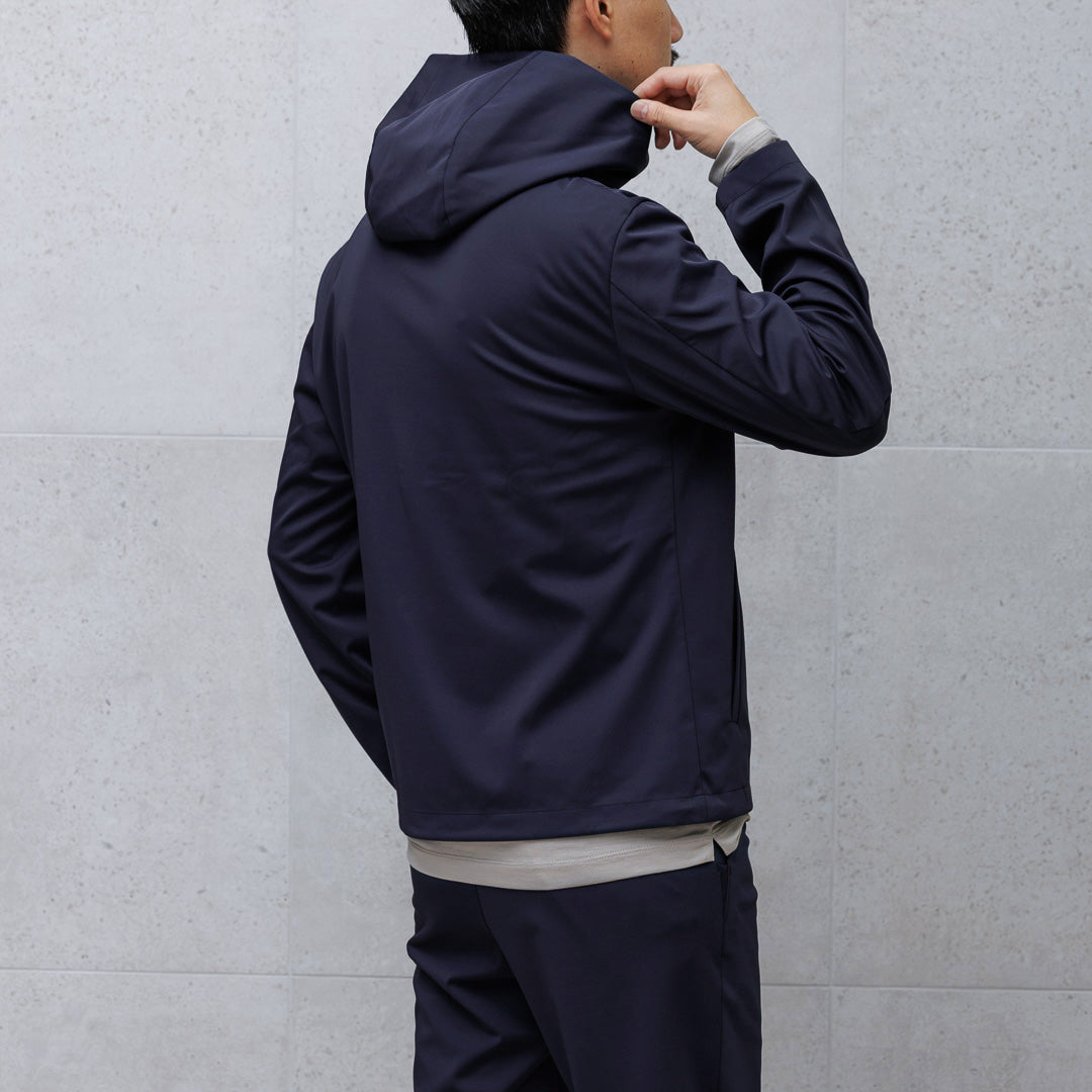 Matte Twist Tailored Zip Hoodie Color: Navy