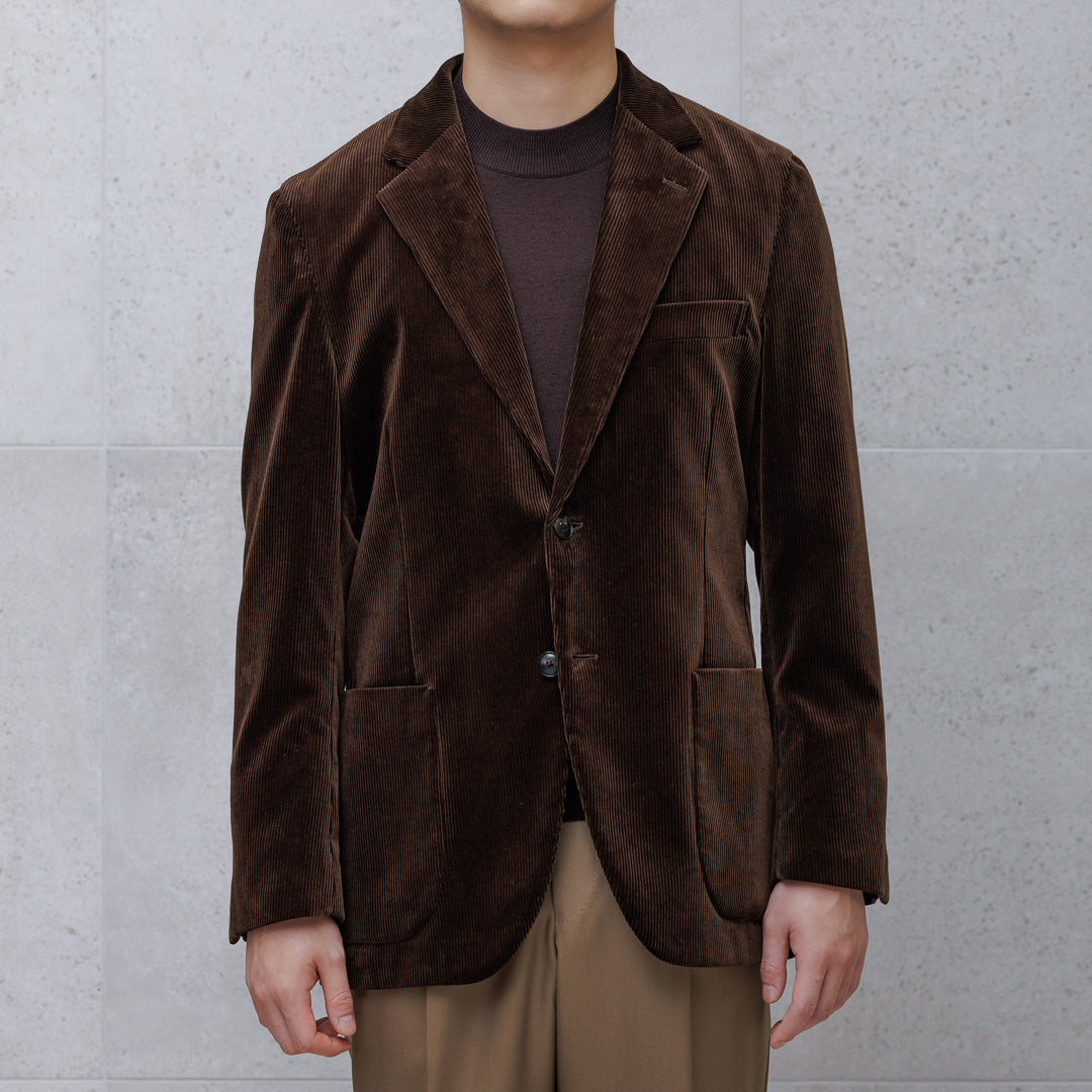 【Renewal】SUVIN PLATINUM Corduroy Tailored Jacket Color: Brown