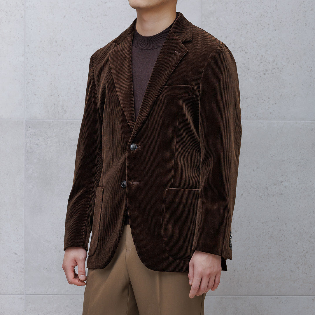 【Renewal】SUVIN PLATINUM Corduroy Tailored Jacket Color: Brown
