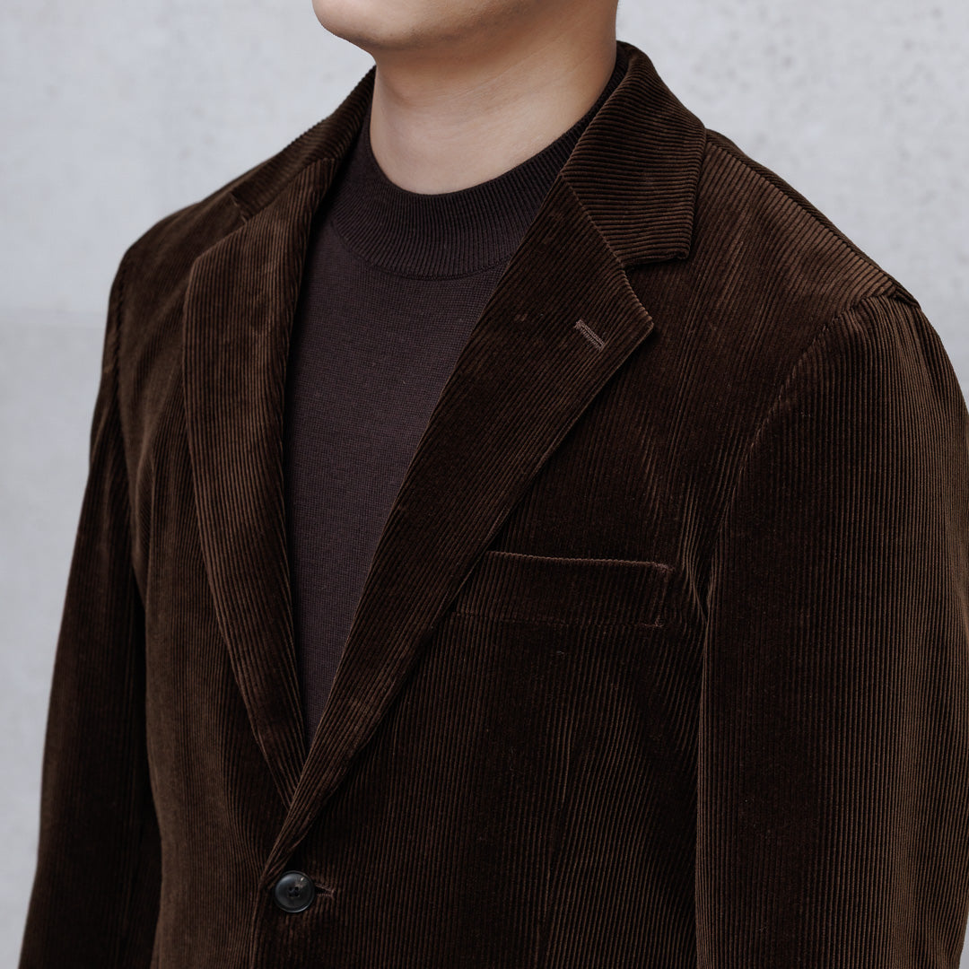 【Renewal】SUVIN PLATINUM Corduroy Tailored Jacket Color: Brown