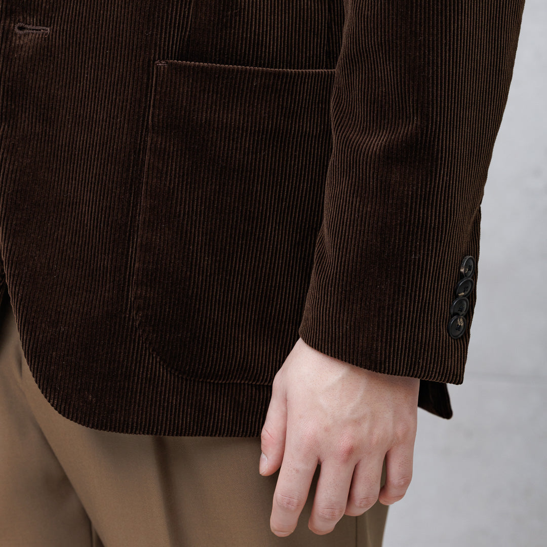 【Renewal】SUVIN PLATINUM Corduroy Tailored Jacket Color: Brown