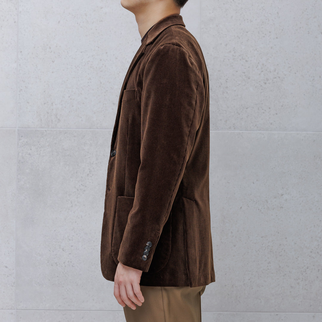 【Renewal】SUVIN PLATINUM Corduroy Tailored Jacket Color: Brown