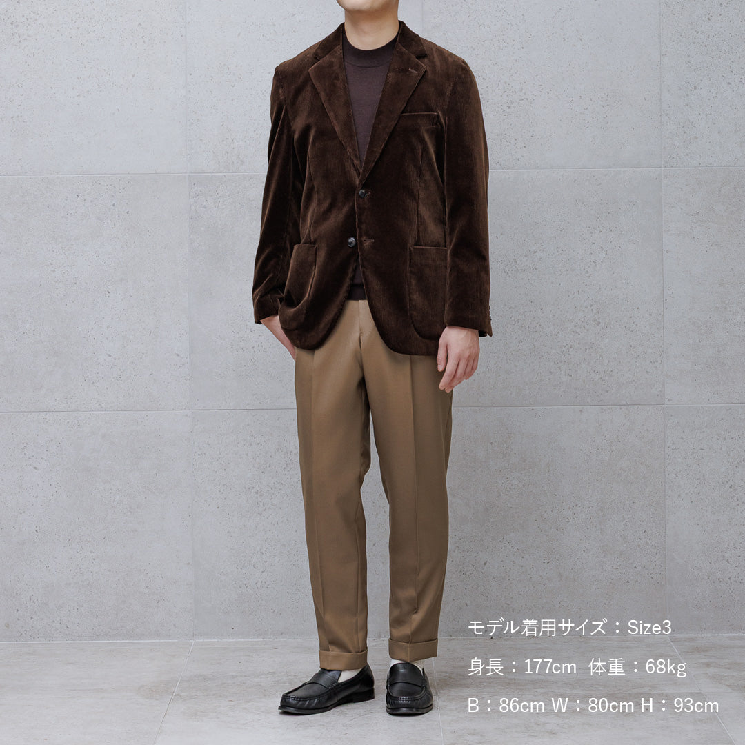 【Renewal】SUVIN PLATINUM Corduroy Tailored Jacket Color: Brown