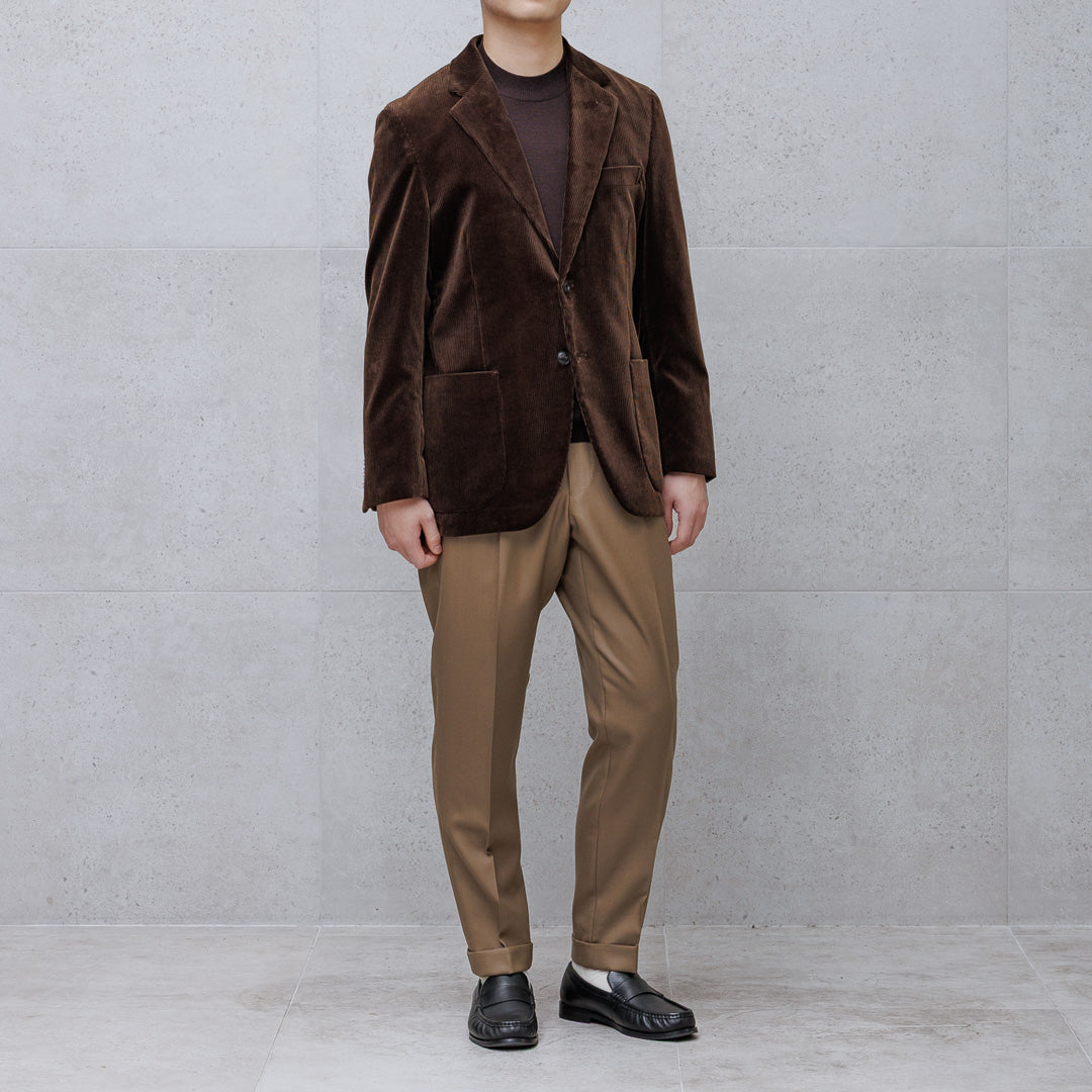 【Renewal】SUVIN PLATINUM Corduroy Tailored Jacket Color: Brown