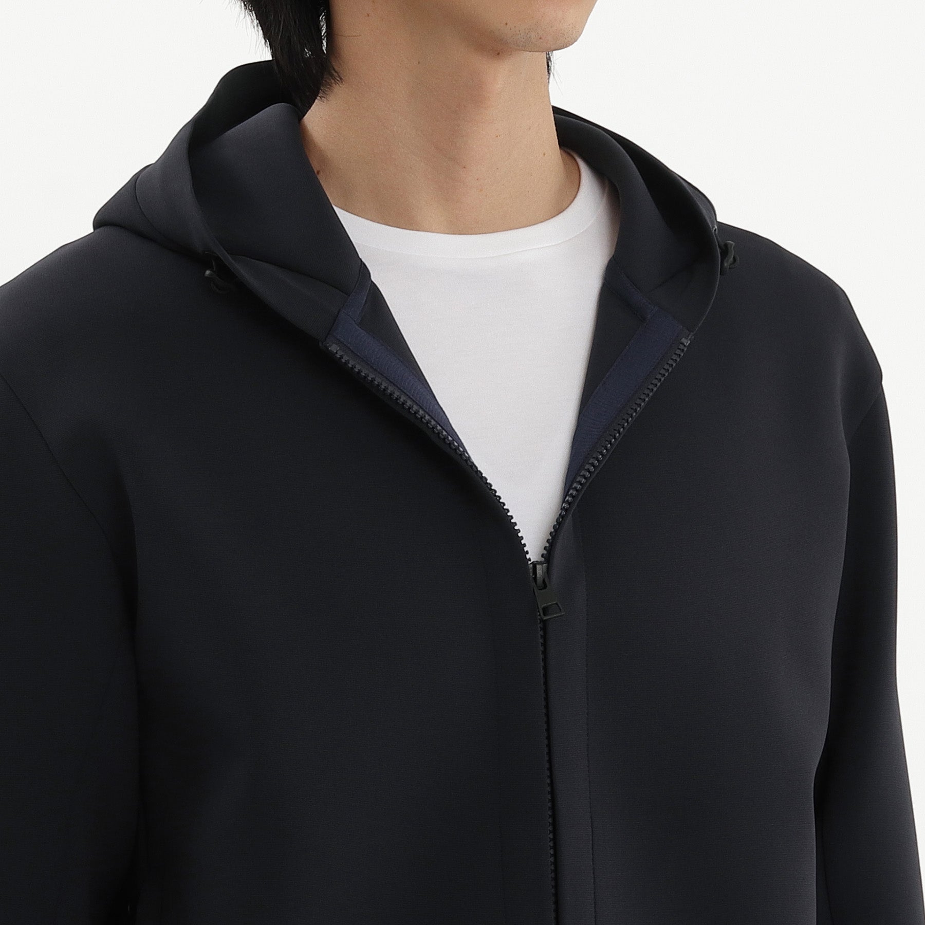Triacetate Scuba Jersey Hoodie Color: Navy