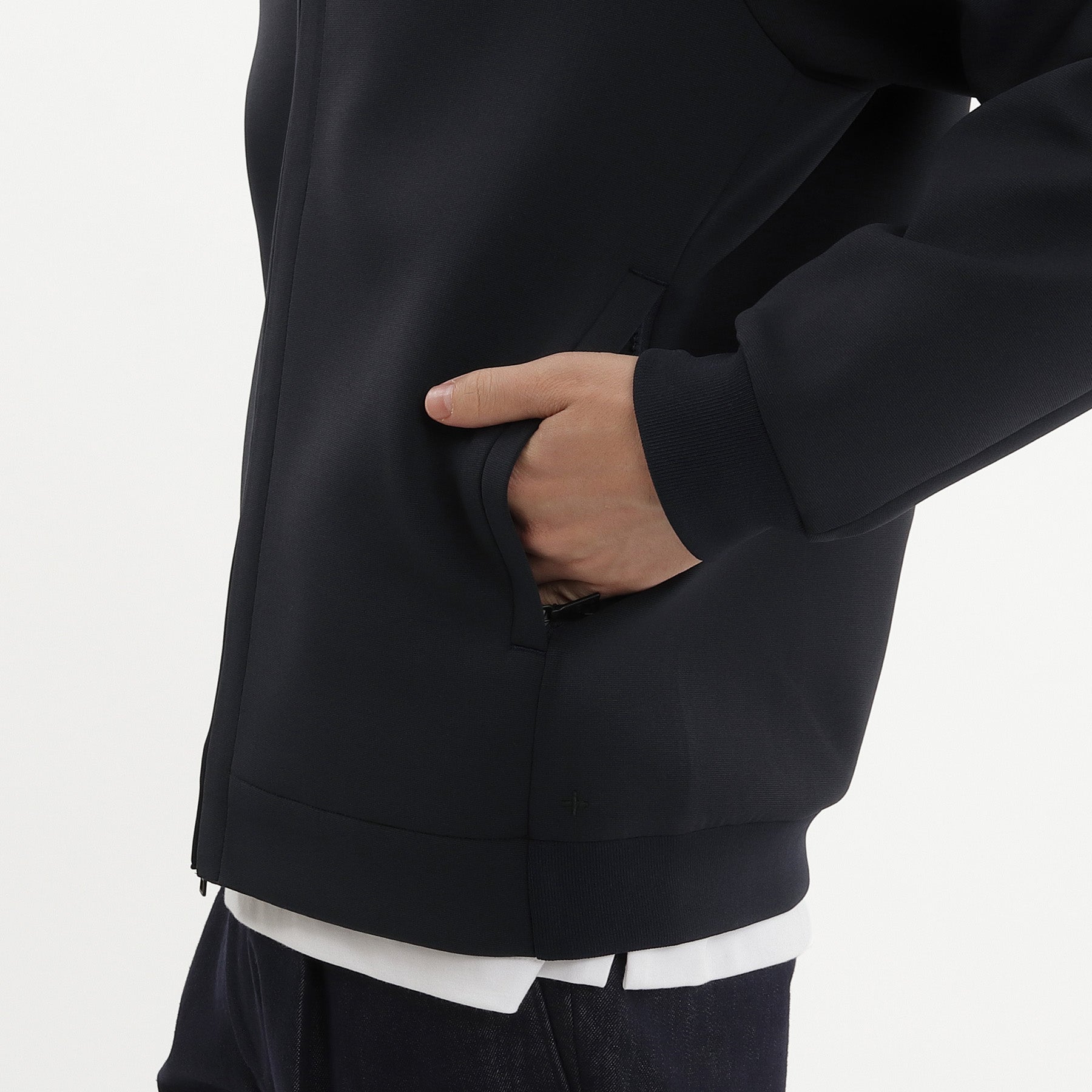Triacetate Scuba Jersey Hoodie Color: Navy