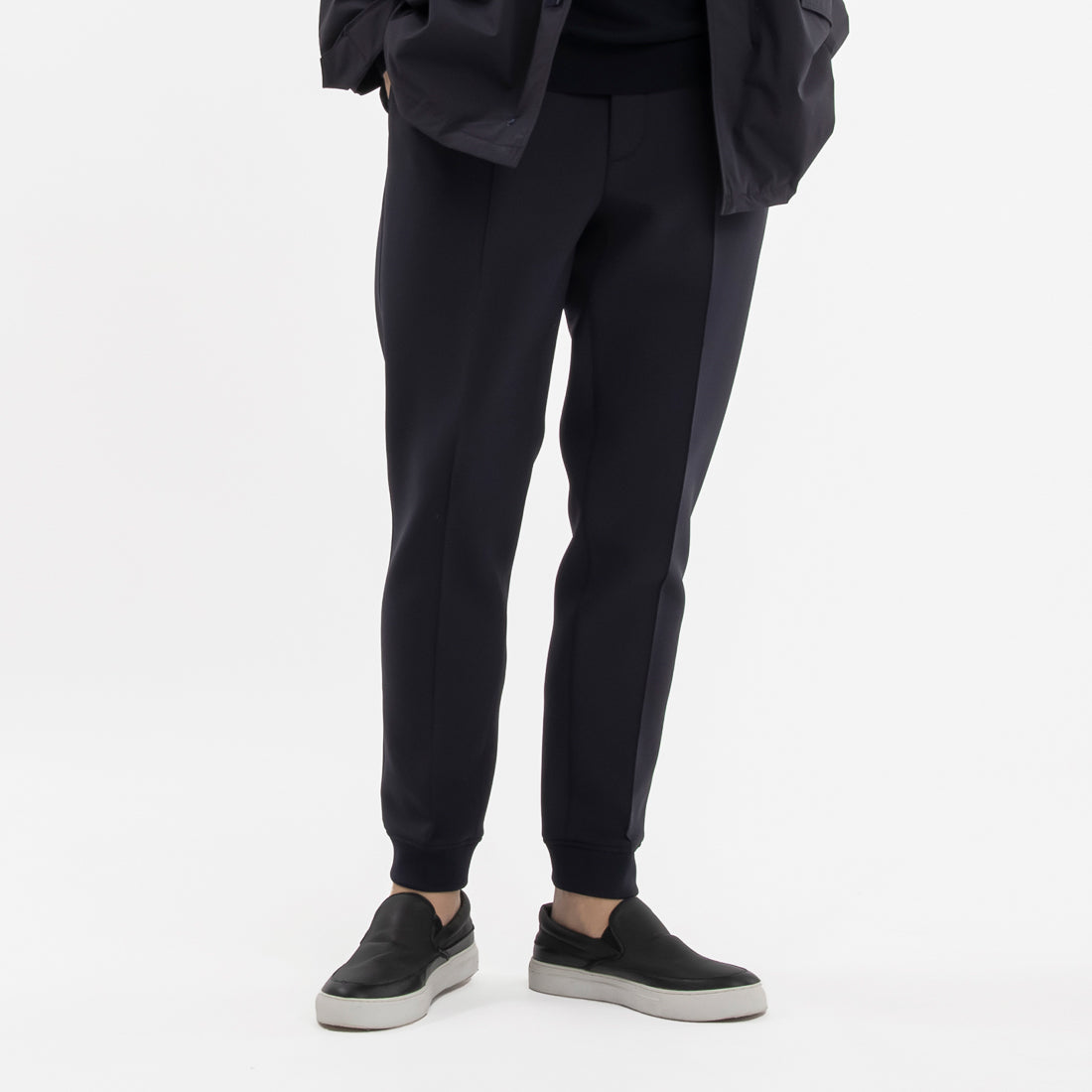 Triacetate Scuba Jersey Jogger Pants Color: Navy