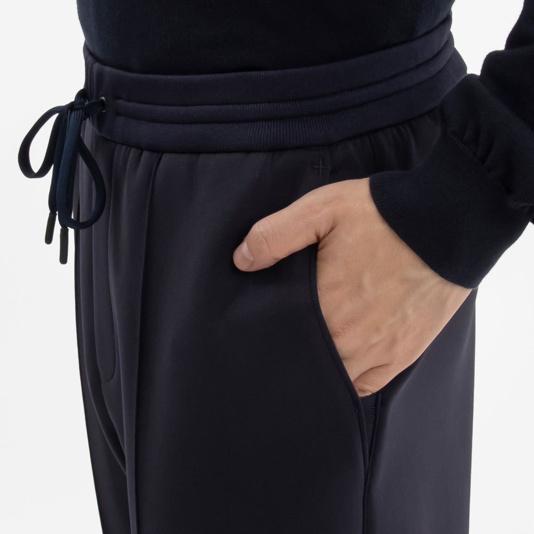 Triacetate Scuba Jersey Jogger Pants Color: Navy