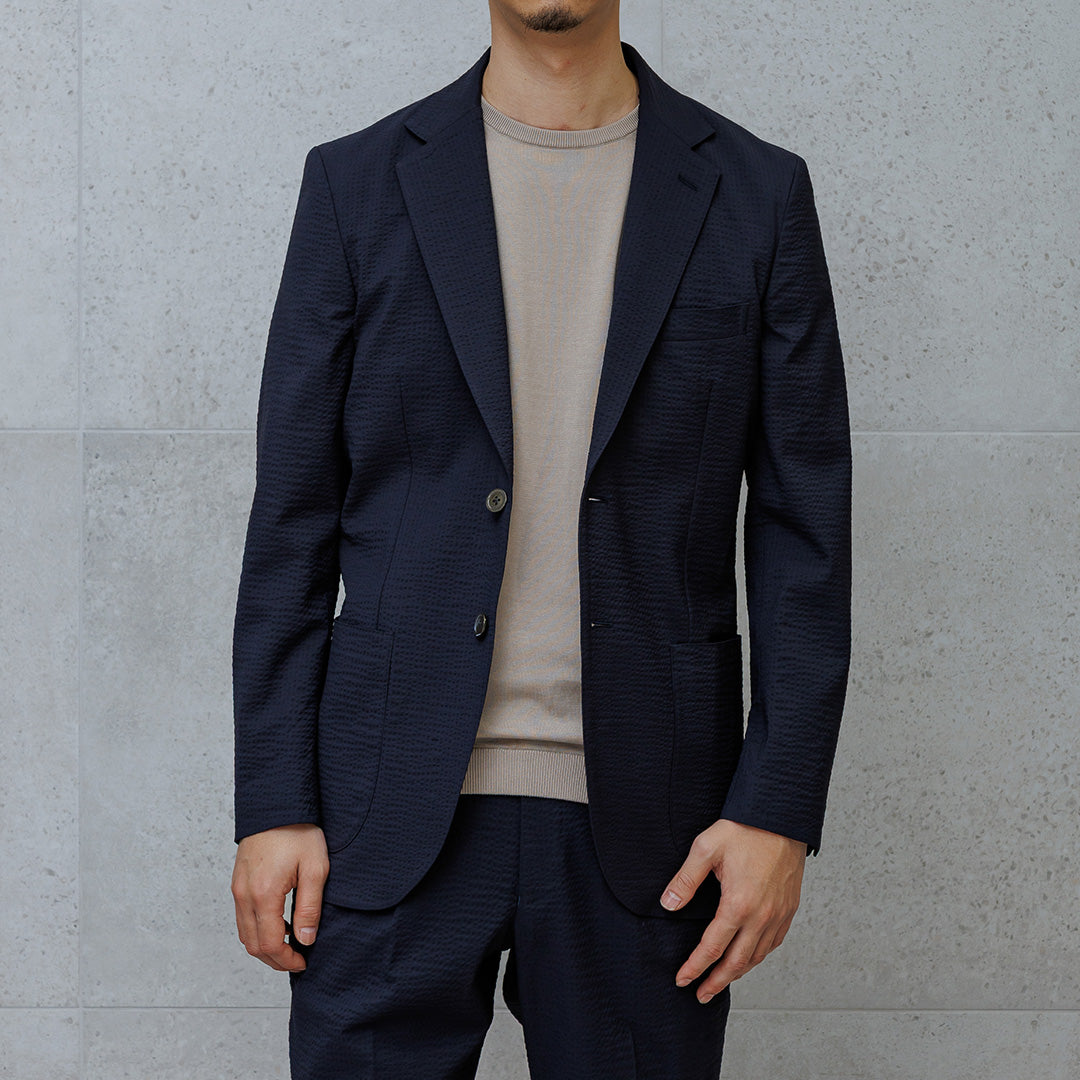 【Renewal】Seersucker Tailored Jacket Color: Deep Navy