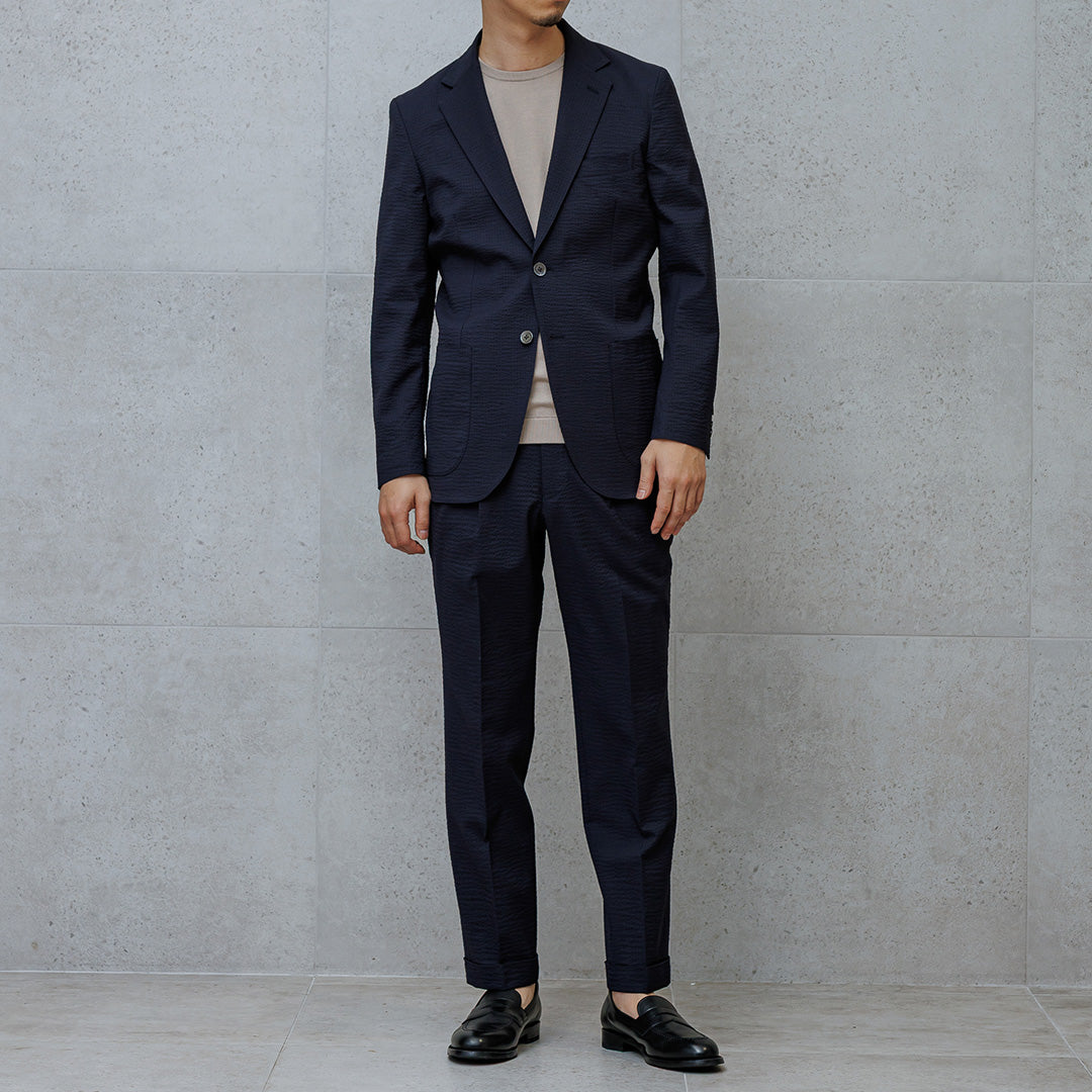 【Renewal】Seersucker Tailored Jacket Color: Deep Navy