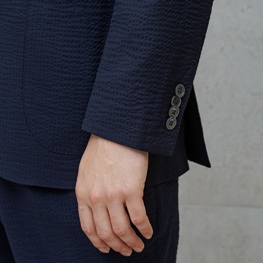 【Renewal】Seersucker Tailored Jacket Color: Deep Navy
