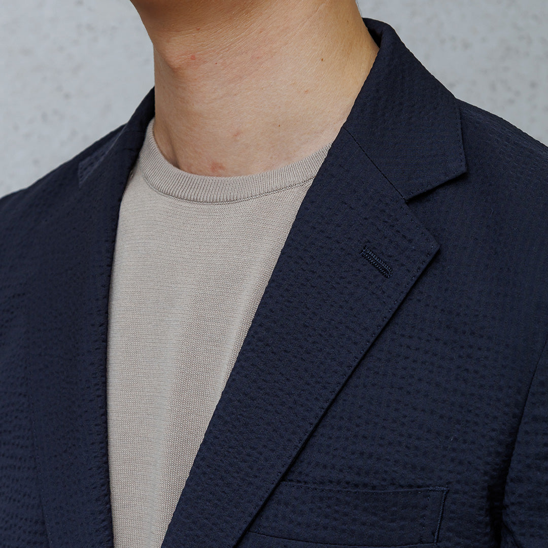 【Renewal】Seersucker Tailored Jacket Color: Deep Navy