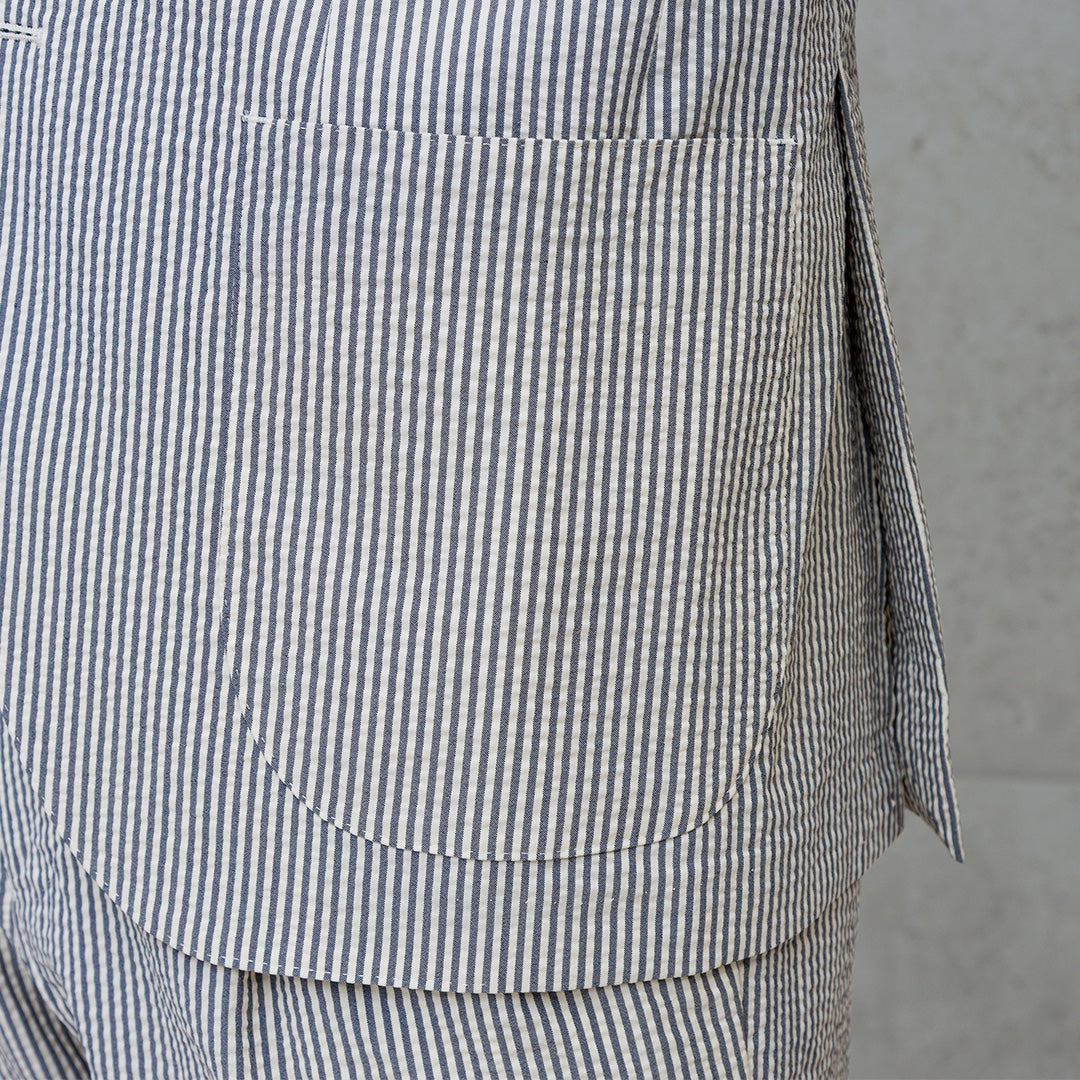 【Renewal】Seersucker Tailored Jacket Color: Navy Stripe