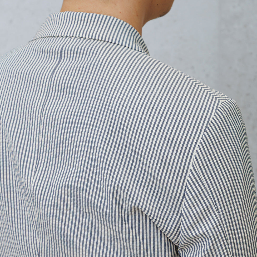 【Renewal】Seersucker Tailored Jacket Color: Navy Stripe