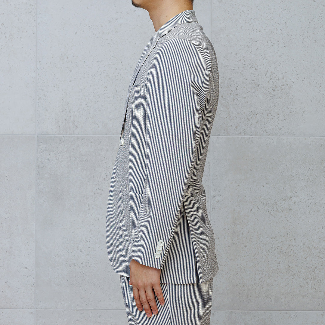 【Renewal】Seersucker Tailored Jacket Color: Navy Stripe