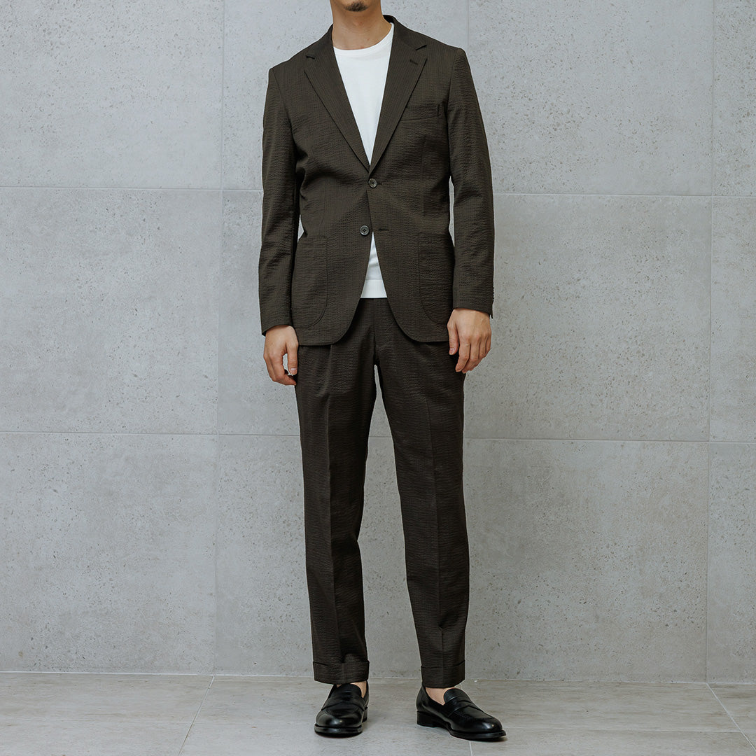 【Renewal】Seersucker Tailored Jacket Color: Olive