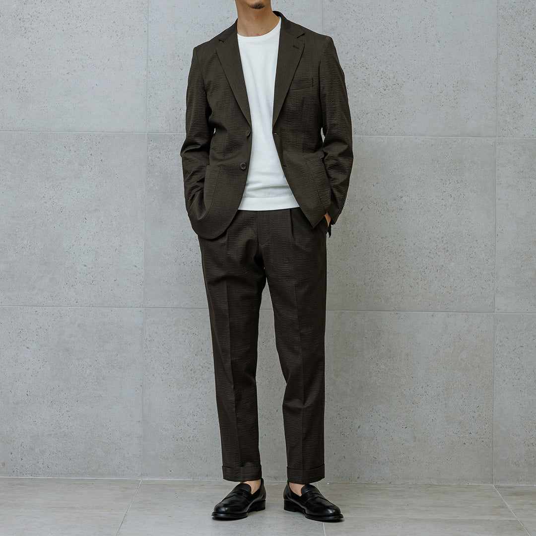 【Renewal】Seersucker Tailored Jacket Color: Olive