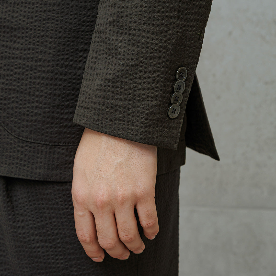 【Renewal】Seersucker Tailored Jacket Color: Olive